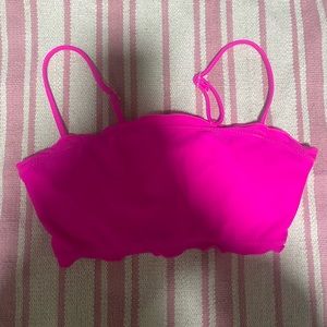 no boundaries hot pink ruffle bikini top